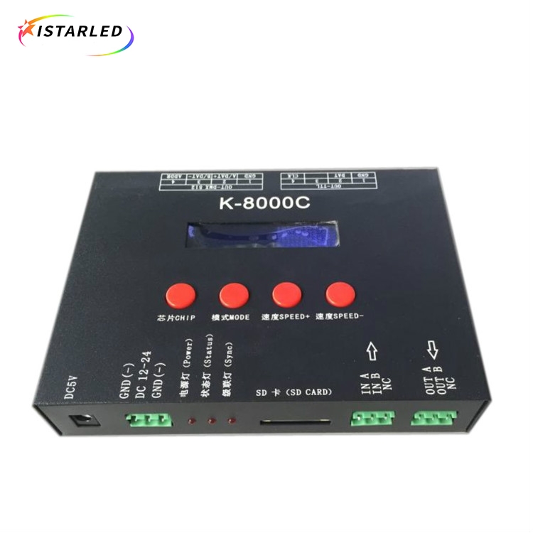 K-8000C SD card 8 output SPI DMX pixel led controller