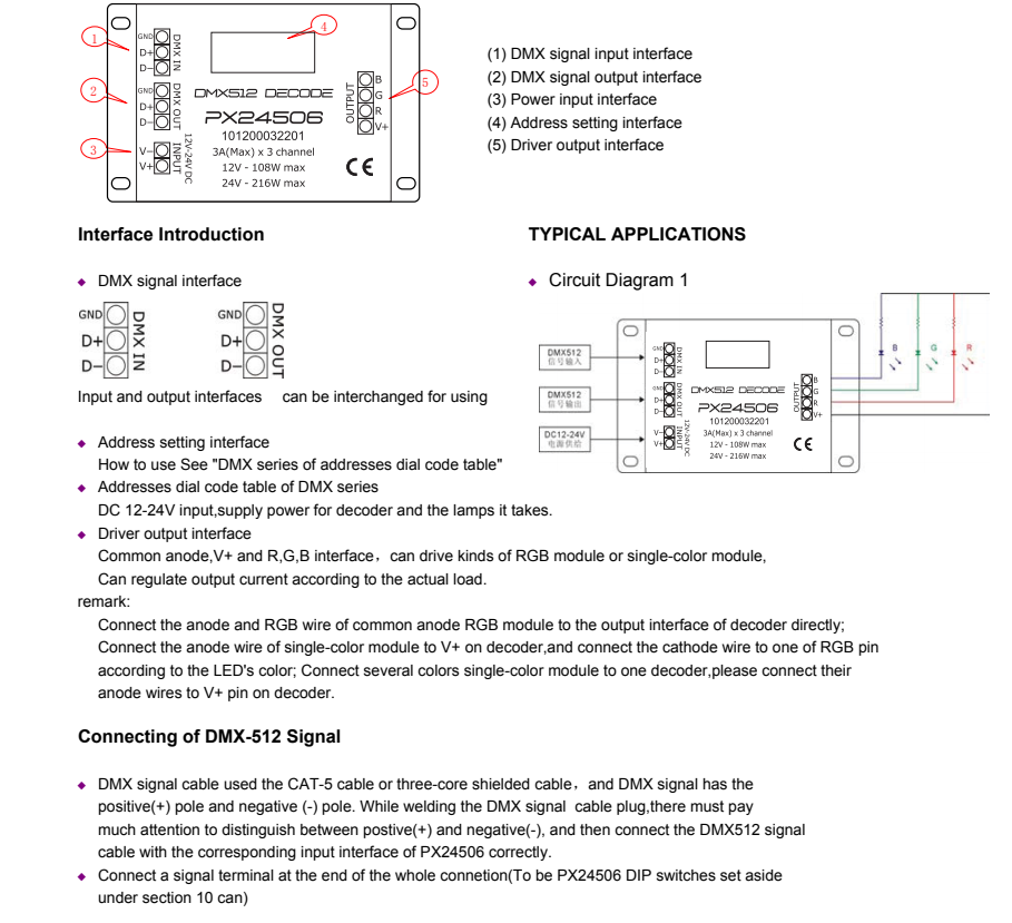 DMX RGB 3 Channel DMX512 RGB Decoder DMX RGB 3 Channel DMX512 RGB Decoder